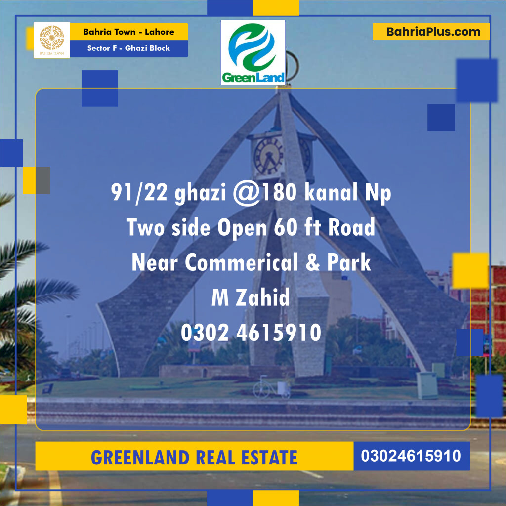 Residential Plot for Sale in Sector F - Ghazi Block -  Bahria Town, Lahore - (BP-270257)