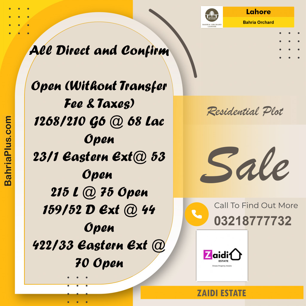 Residential Plot for Sale in Bahria Orchard, Lahore - (BP-270288)