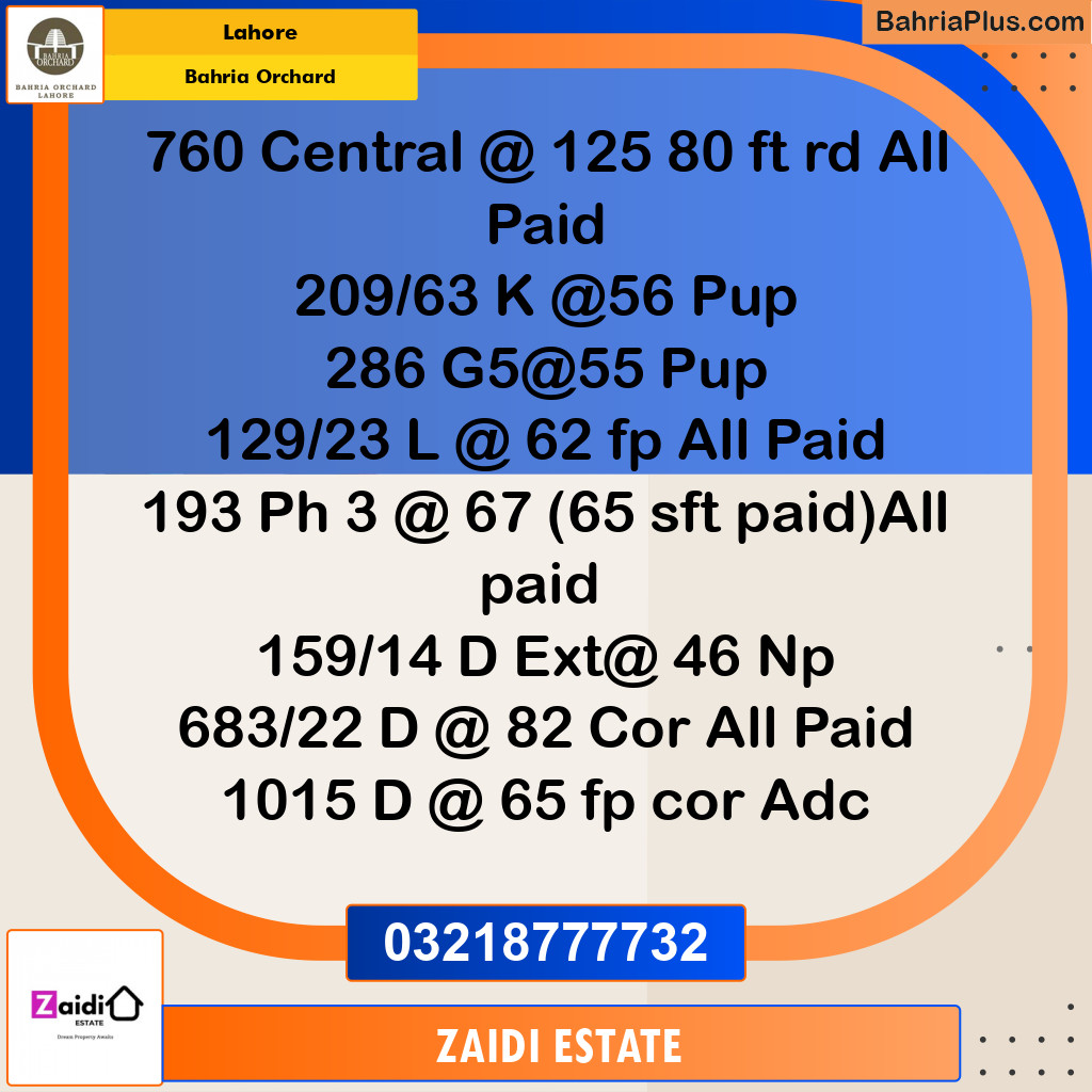 Residential Plot for Sale in Bahria Orchard, Lahore - (BP-270292)