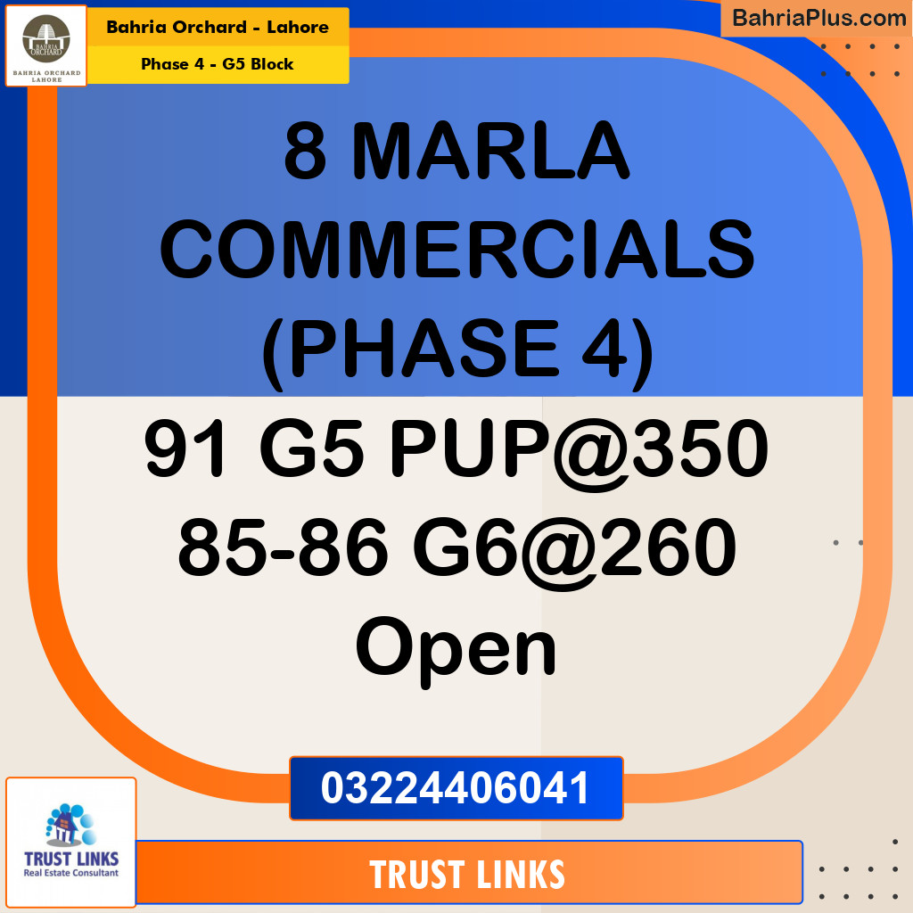 8 Marla Residential Plot for Sale in Phase 4 - G5 Block -  Bahria Orchard, Lahore - (BP-270308)