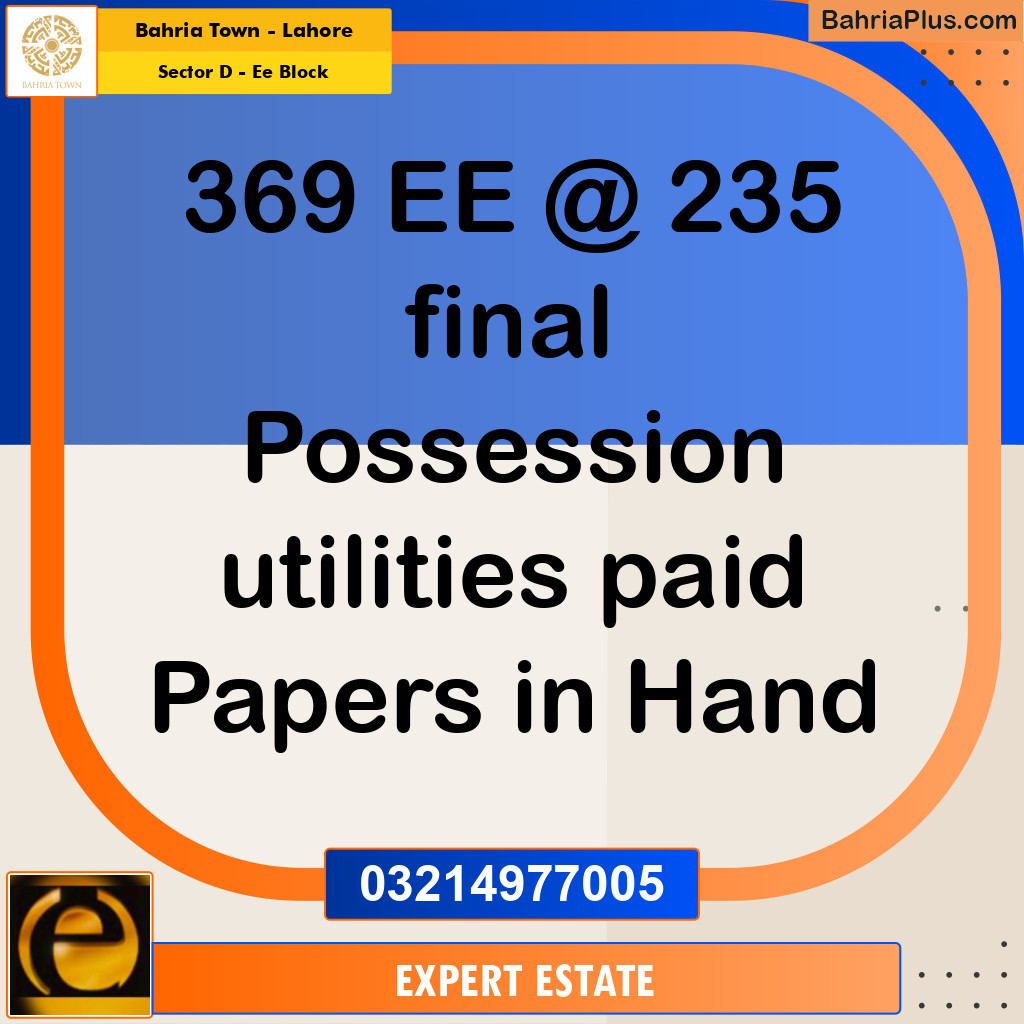 1 Kanal Residential Plot for Sale in Sector D - EE Block - Bahria Town, Lahore - (BP-270379)