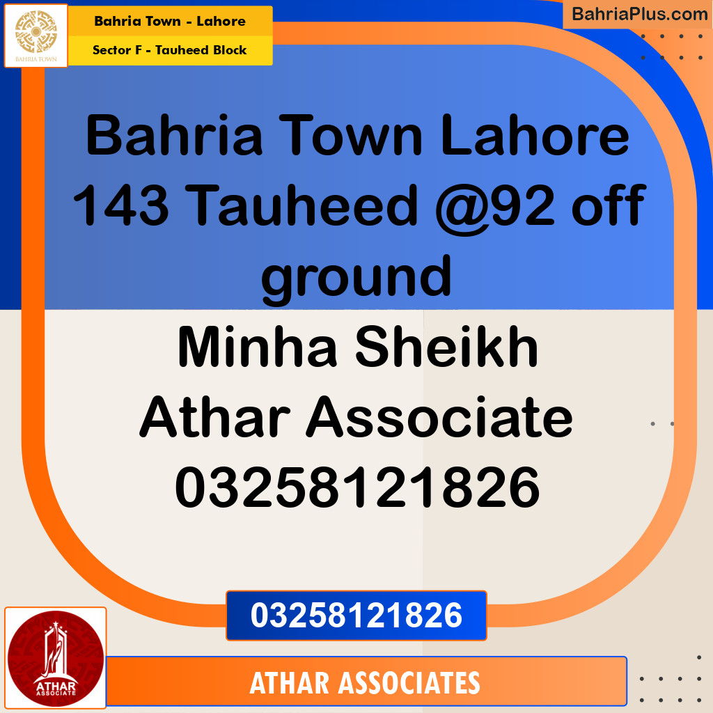 10 Marla Residential Plot for Sale in Sector F - Tauheed Block -  Bahria Town, Lahore - (BP-270384)