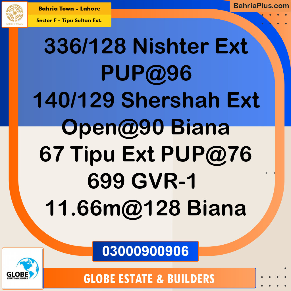 Residential Plot for Sale in Sector F - Tipu Sultan Ext. -  Bahria Town, Lahore - (BP-270414)