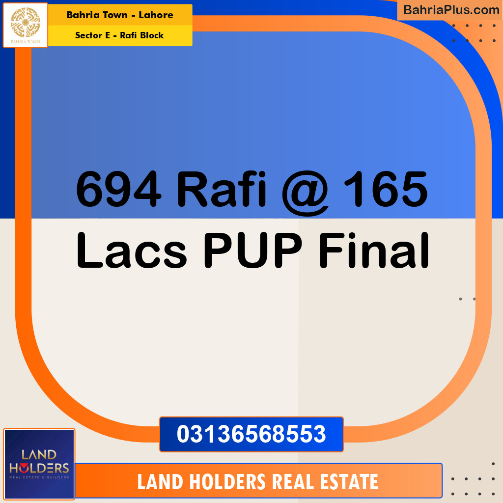 10 Marla Residential Plot for Sale in Sector E - Rafi Block -  Bahria Town, Lahore - (BP-270421)