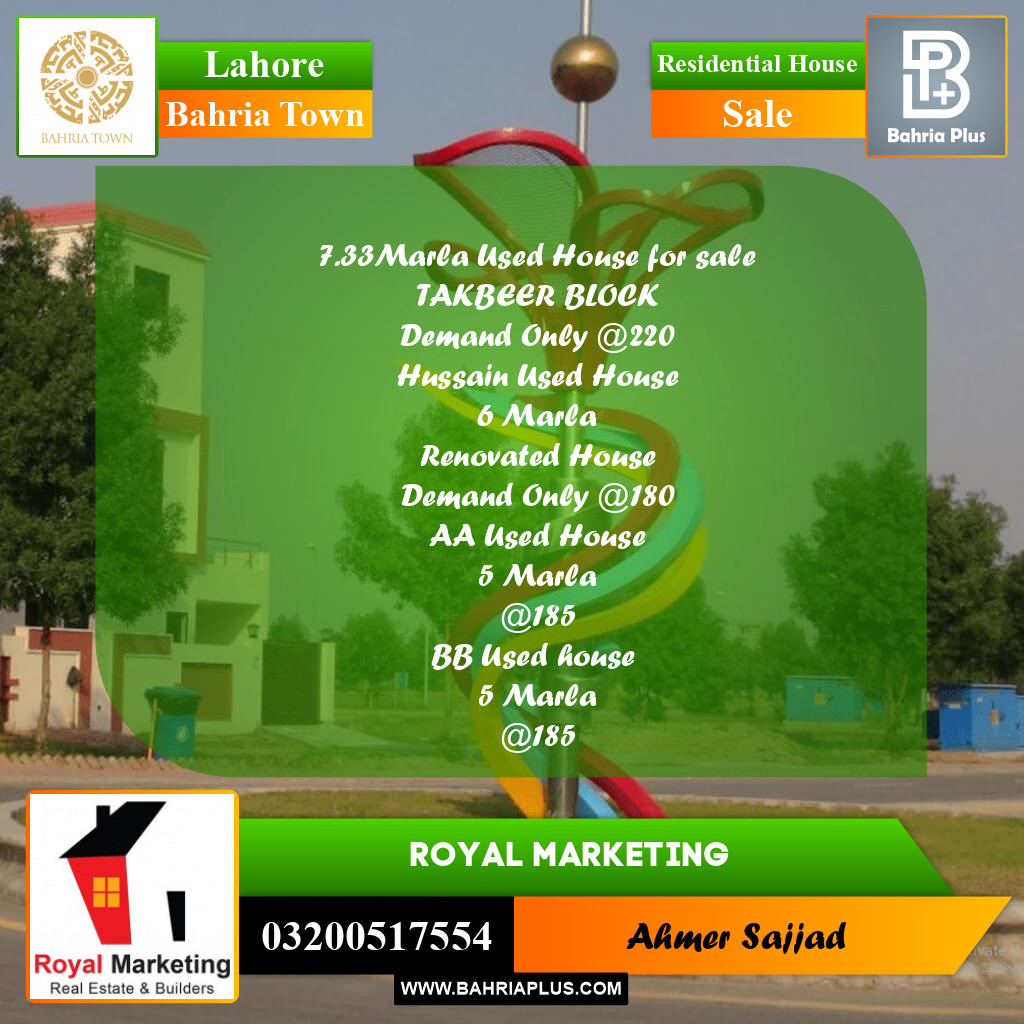 Residential House for Sale in Bahria Town, Lahore - (BP-270516)