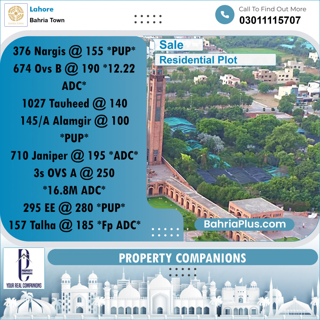 Residential Plot for Sale in Bahria Town, Lahore - (BP-270523)