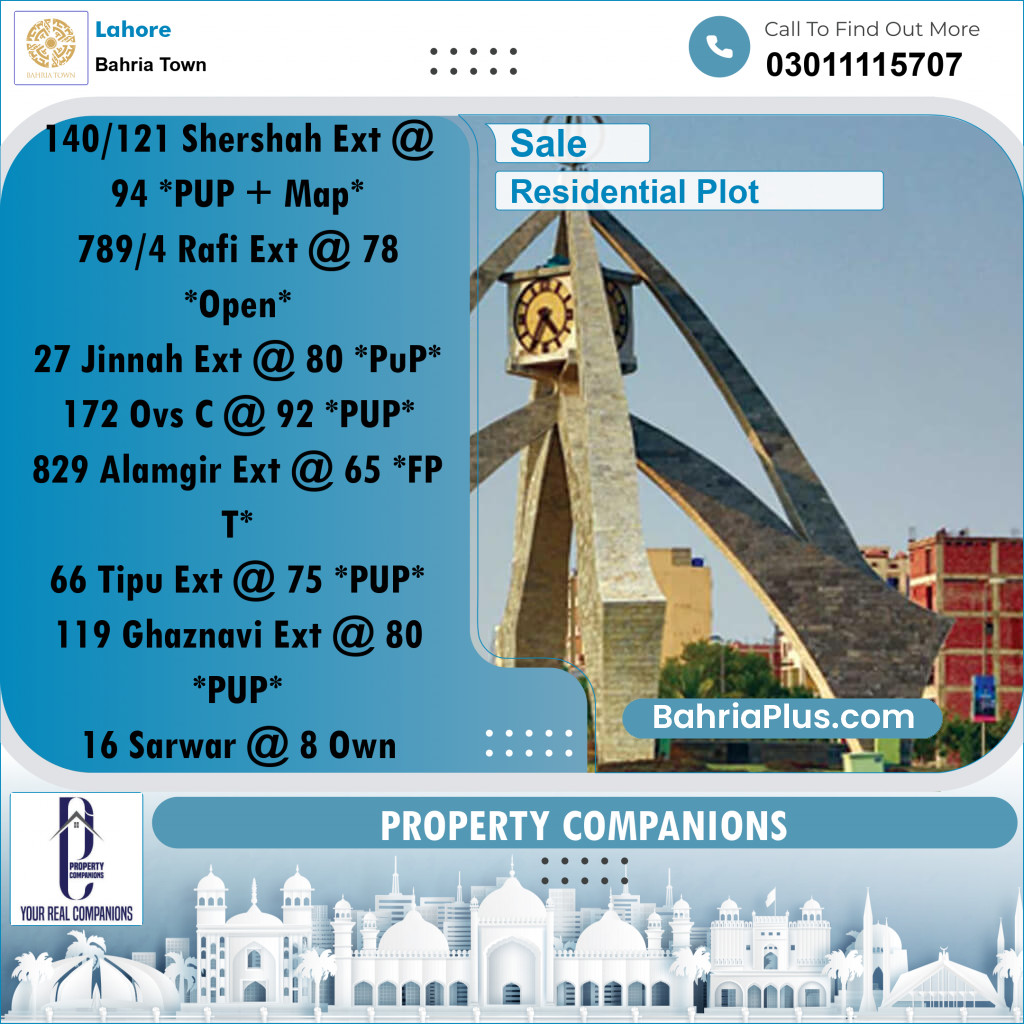 Residential Plot for Sale in Bahria Town, Lahore - (BP-270524)