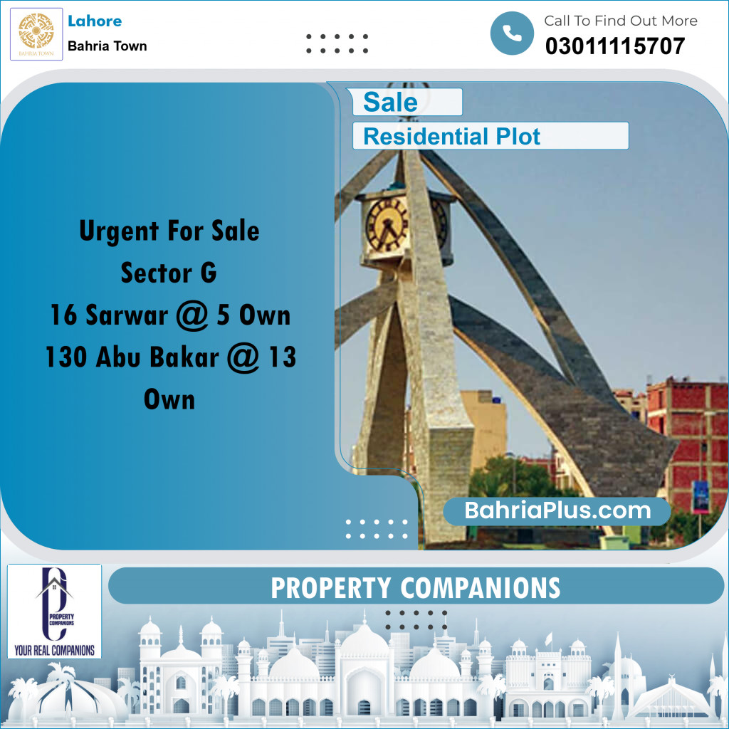 Residential Plot for Sale in Bahria Town, Lahore - (BP-270526)
