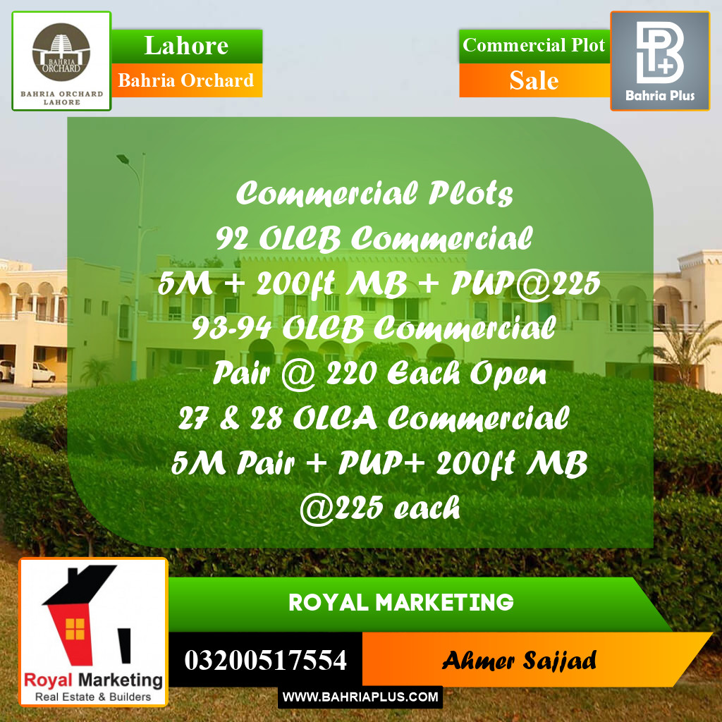 Commercial Plot for Sale in Bahria Orchard, Lahore - (BP-270529)
