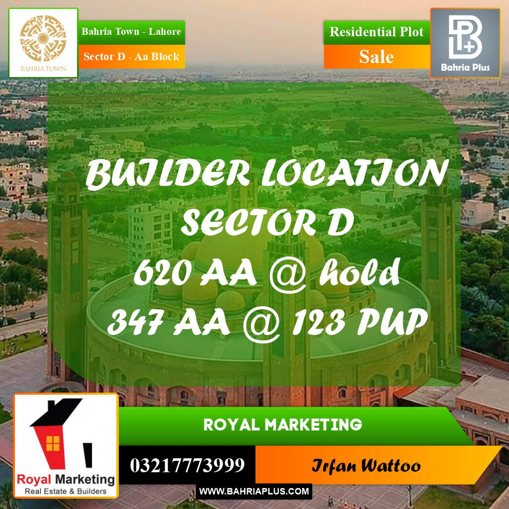 Residential Plot for Sale in Sector D - AA Block -  Bahria Town, Lahore - (BP-270686)