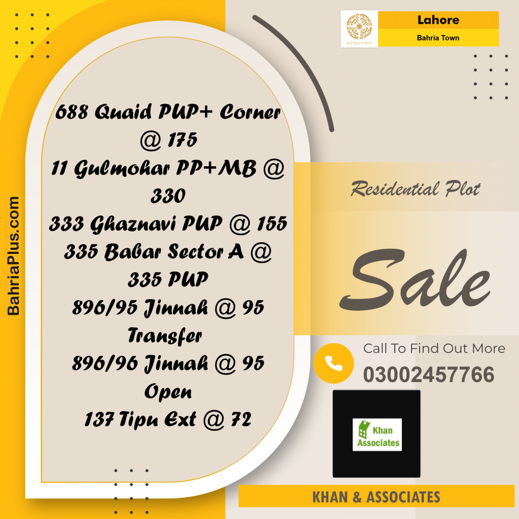 Residential Plot for Sale in Bahria Town, Lahore - (BP-270706)