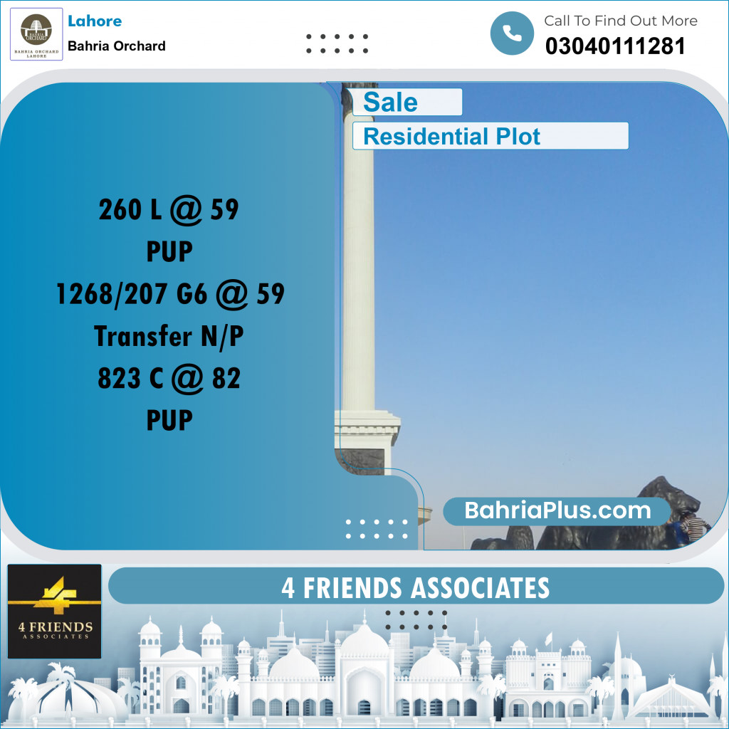 Residential Plot for Sale in Bahria Orchard, Lahore - (BP-270742)