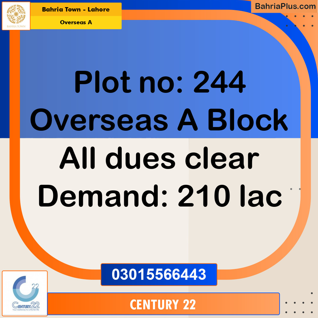 10 Marla Residential Plot for Sale in Overseas A -  Bahria Town, Lahore - (BP-270764)