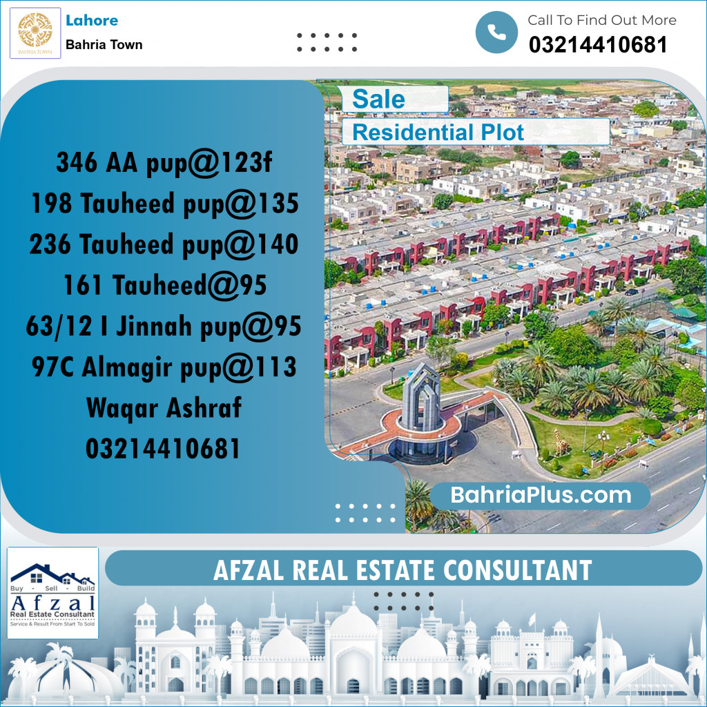 Residential Plot for Sale in Bahria Town, Lahore - (BP-270765)