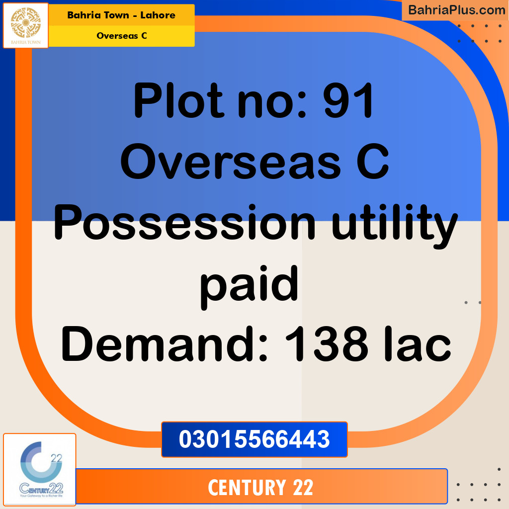 10 Marla Residential Plot for Sale in Overseas C -  Bahria Town, Lahore - (BP-270768)