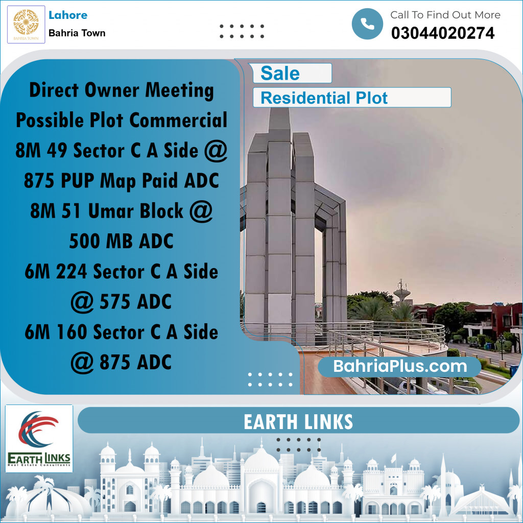 Residential Plot for Sale in Bahria Town, Lahore - (BP-270803)