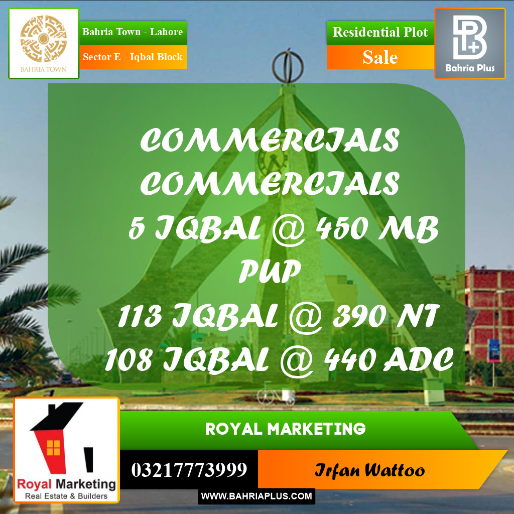5 Marla Residential Plot for Sale in Sector E - Iqbal Block -  Bahria Town, Lahore - (BP-270826)