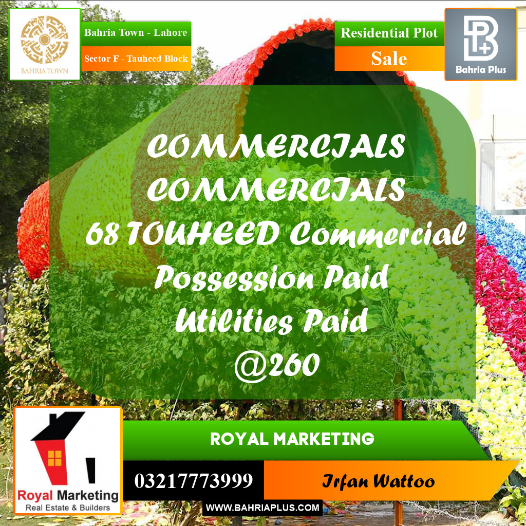 5 Marla Residential Plot for Sale in Sector F - Tauheed Block -  Bahria Town, Lahore - (BP-270827)