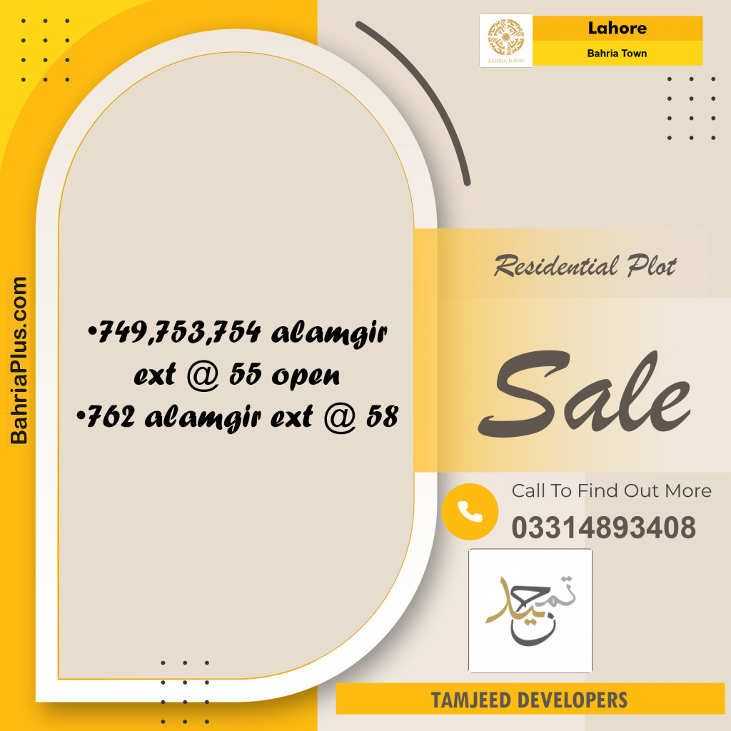 Residential Plot for Sale in Bahria Town, Lahore - (BP-270836)
