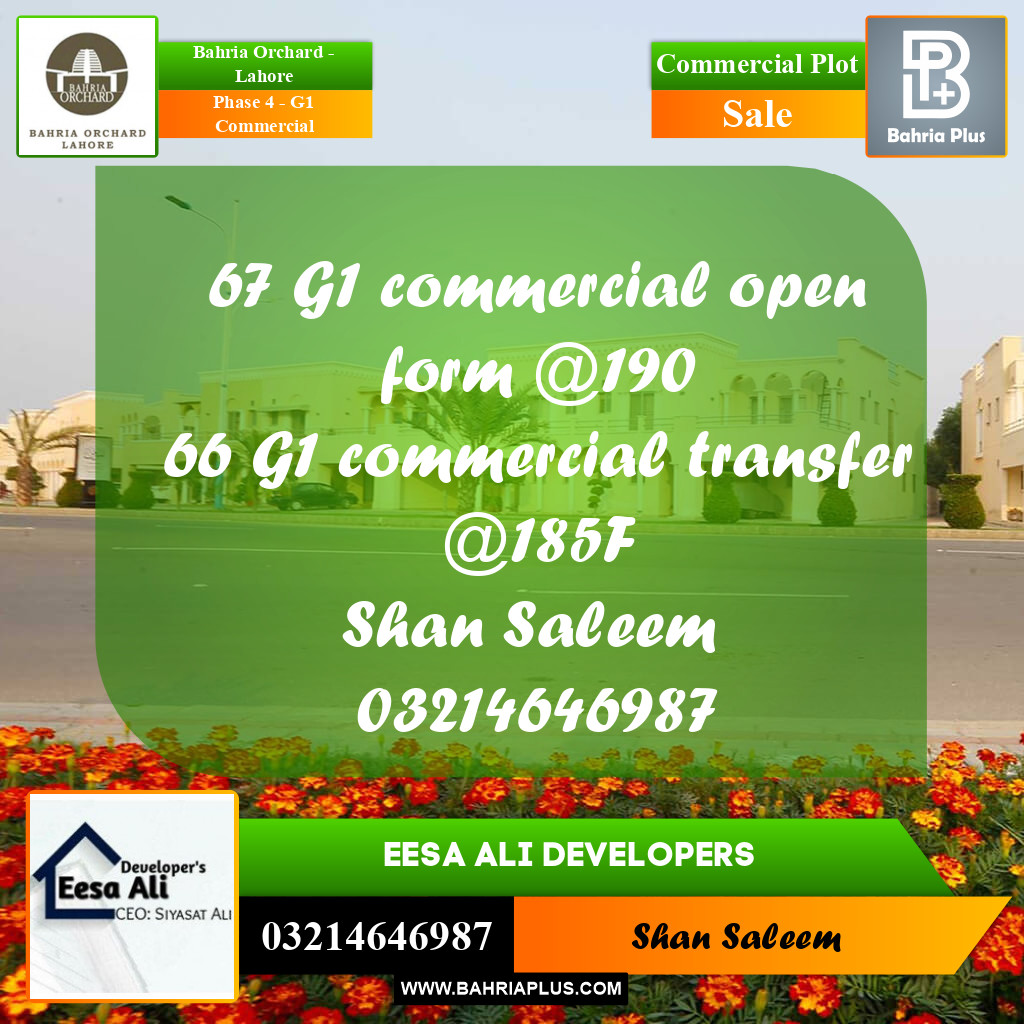 5 Marla Commercial Plot for Sale in Phase 4 - G1 Commercial -  Bahria Orchard, Lahore - (BP-270905)
