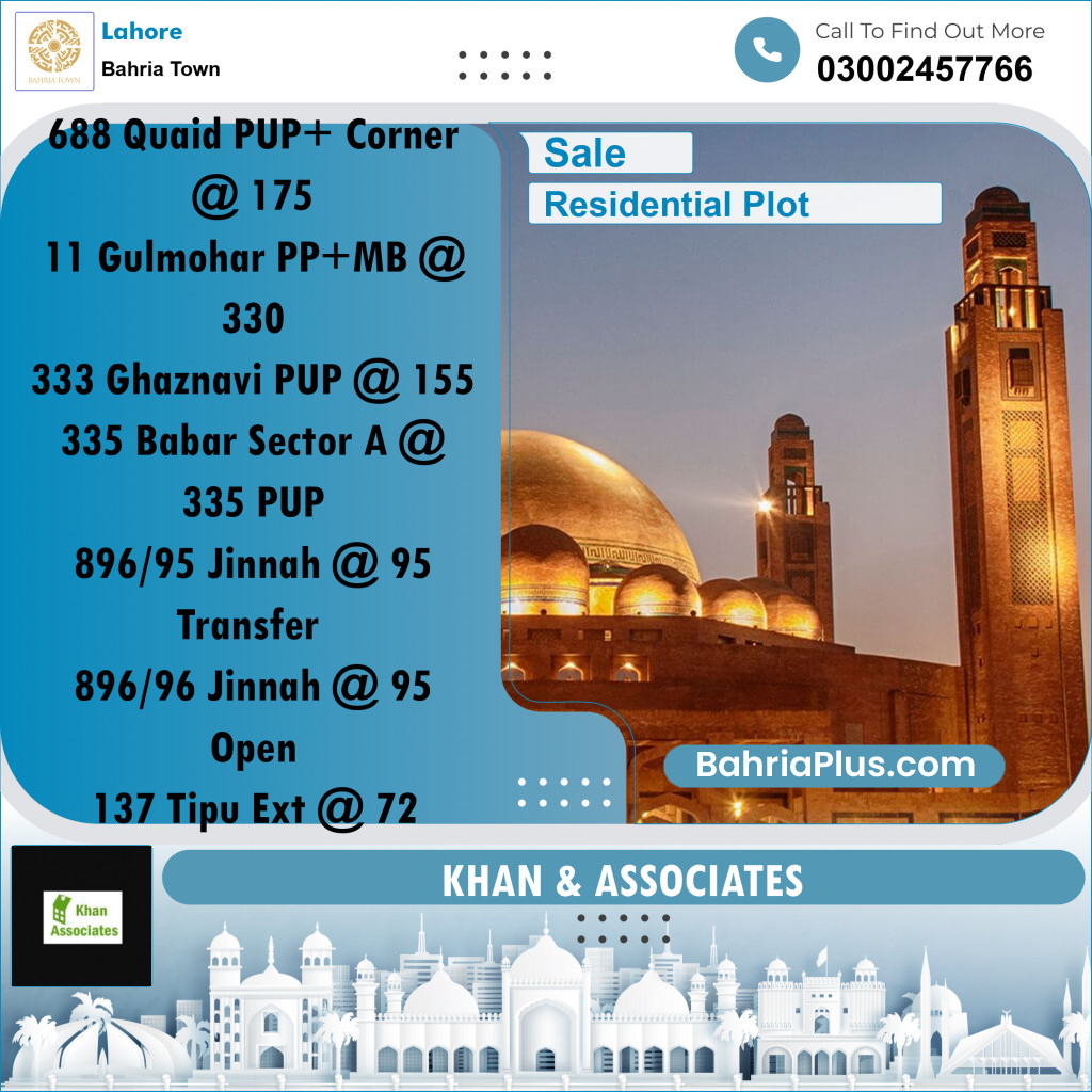 Residential Plot for Sale in Bahria Town, Lahore - (BP-270953)