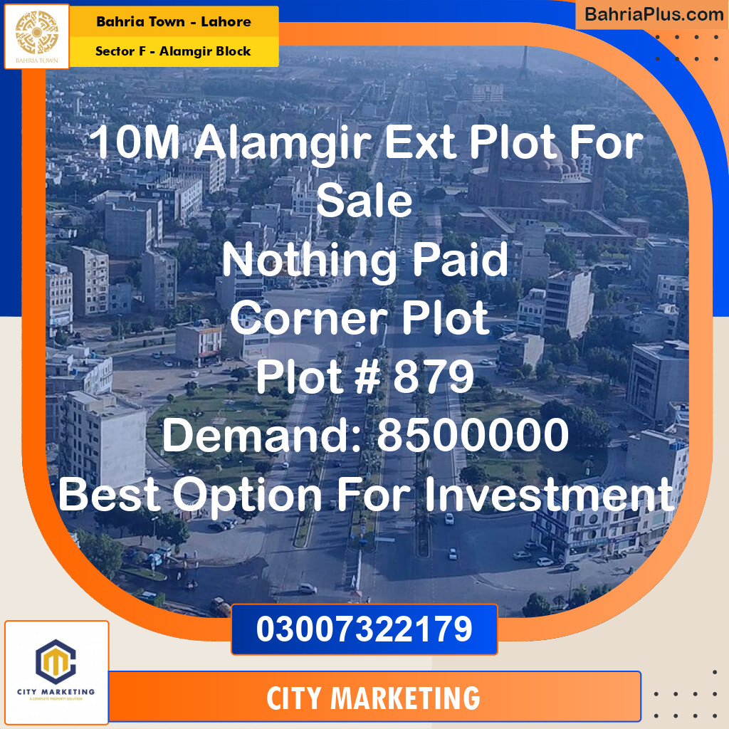 10 Marla Residential Plot for Sale in Sector F - Alamgir Block -  Bahria Town, Lahore - (BP-270971)