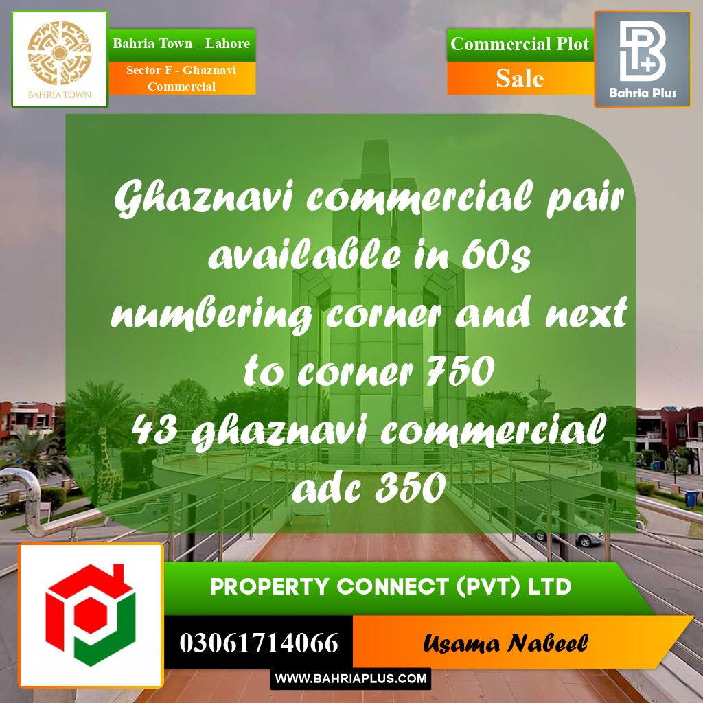 Commercial Plot for Sale in Sector F - Ghaznavi Commercial -  Bahria Town, Lahore - (BP-271007)