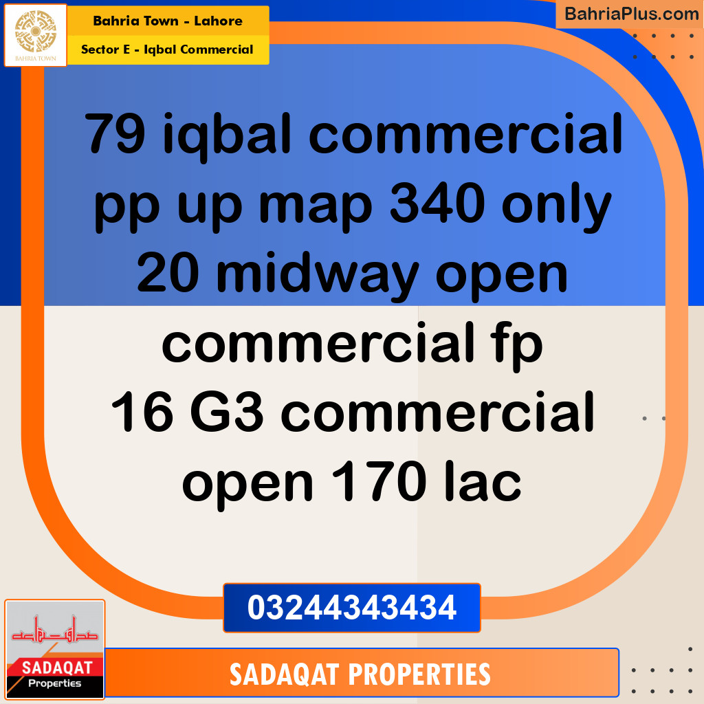 5 Marla Commercial Plot for Sale in Sector E - Iqbal Commercial -  Bahria Town, Lahore - (BP-271032)