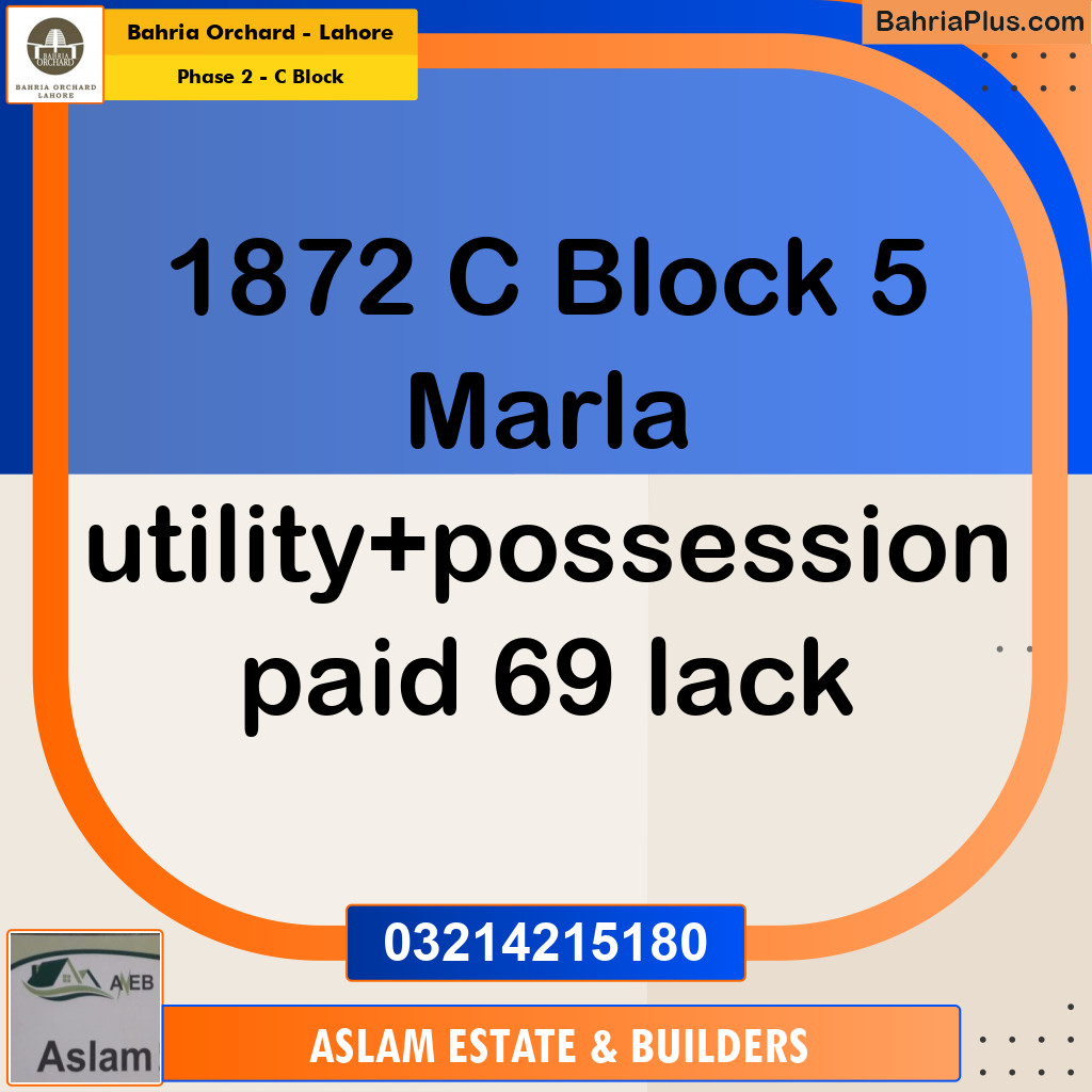5 Marla Residential Plot for Sale in Phase 2 - C Block -  Bahria Orchard, Lahore - (BP-271089)