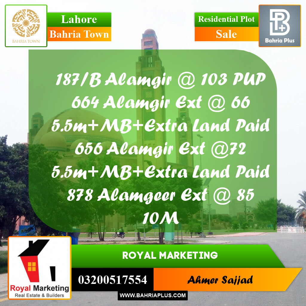 Residential Plot for Sale in Bahria Town, Lahore - (BP-271090)