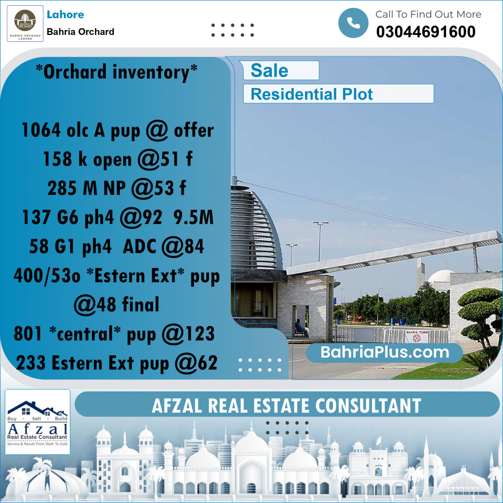 Residential Plot for Sale in Bahria Orchard, Lahore - (BP-271091)