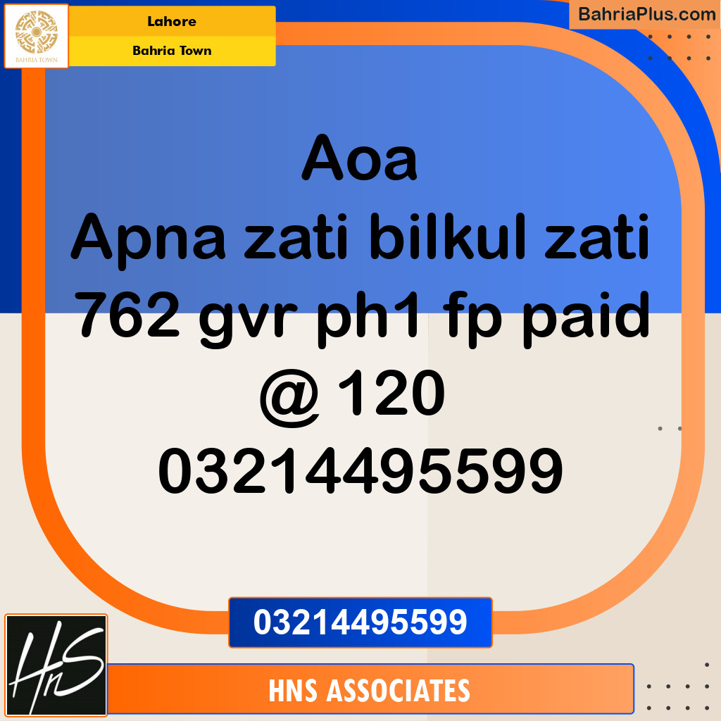 Residential Plot for Sale in Bahria Town, Lahore - (BP-271106)