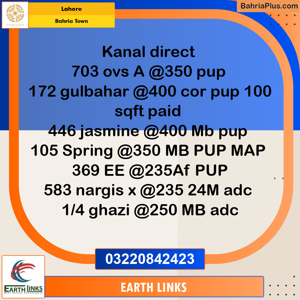 Residential Plot for Sale in Bahria Town, Lahore - (BP-271114)