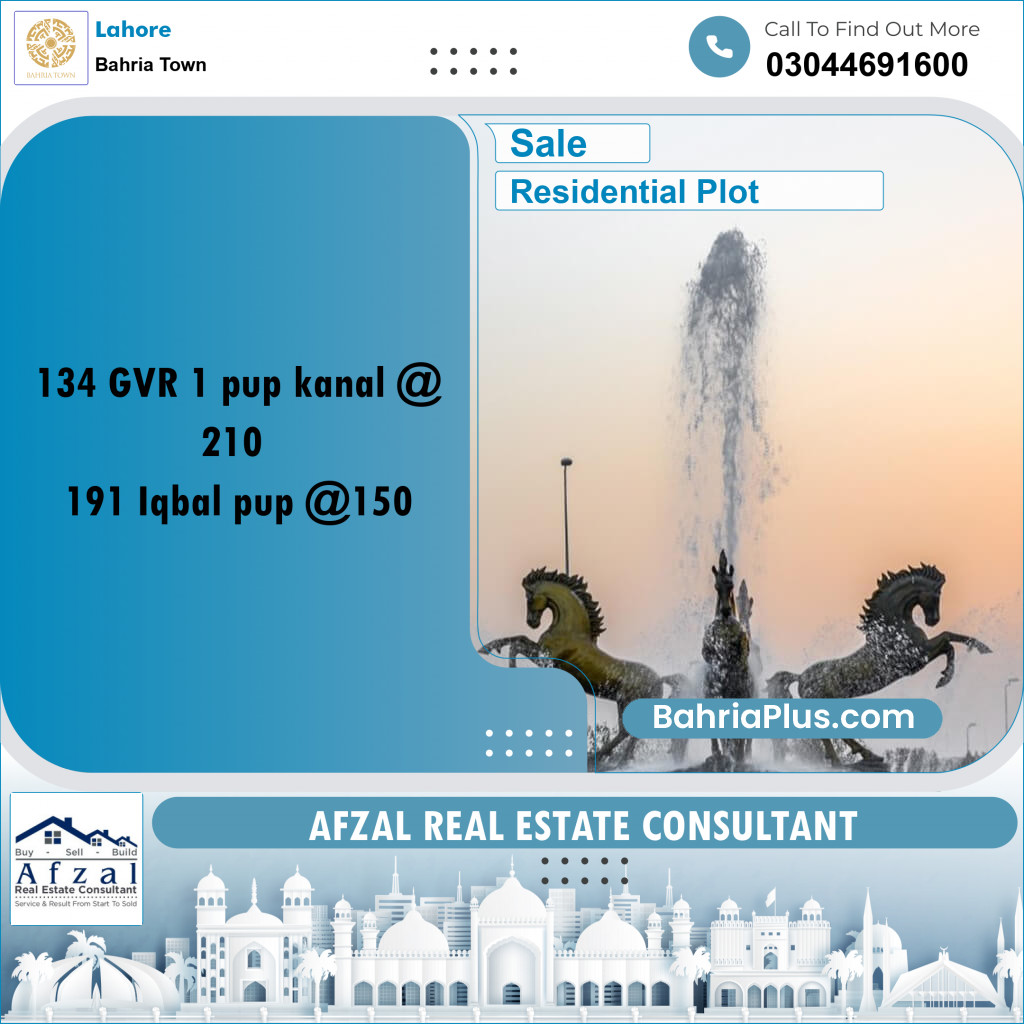 Residential Plot for Sale in Bahria Town, Lahore - (BP-271118)
