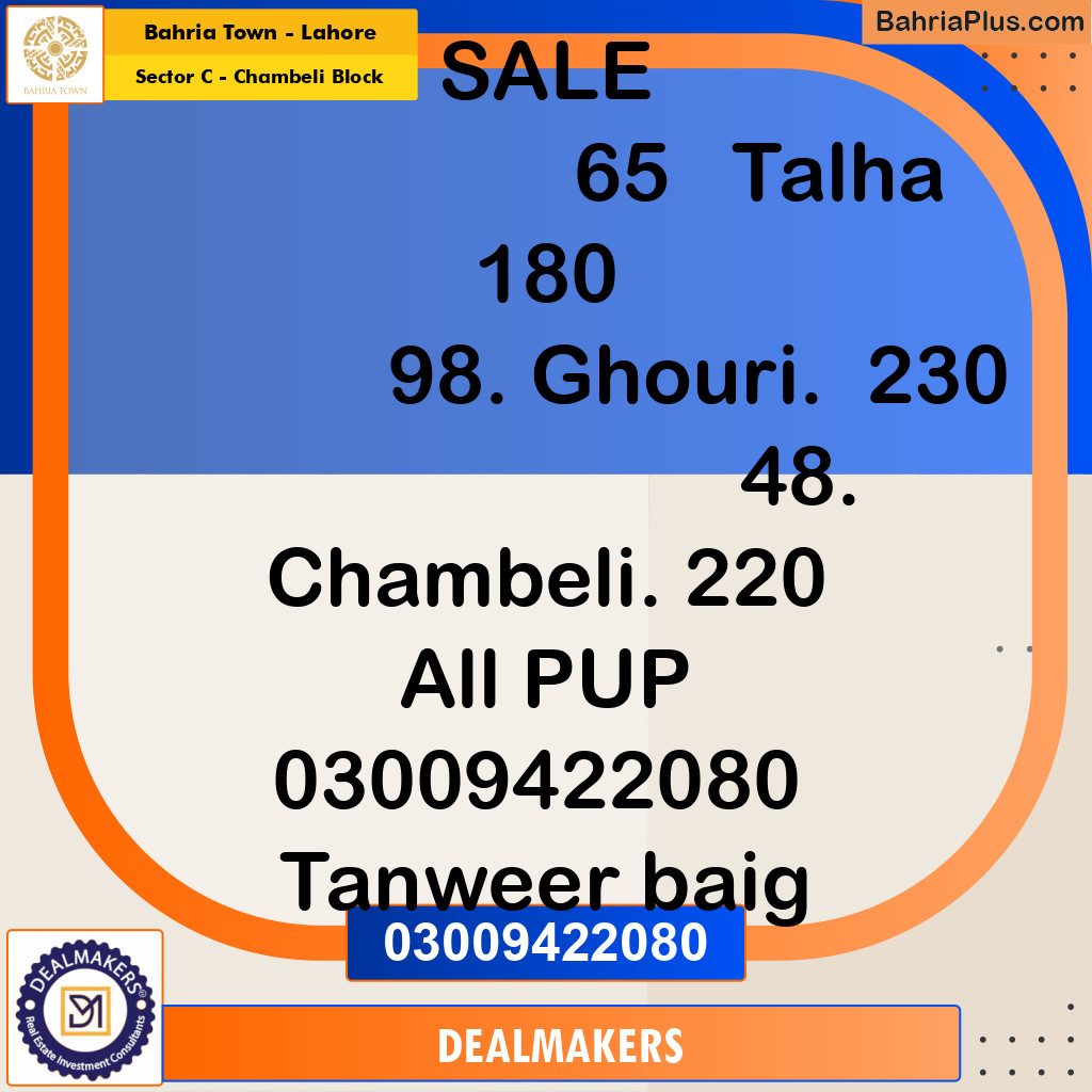 10 Marla Residential Plot for Sale in Sector C - Chambeli Block -  Bahria Town, Lahore - (BP-271120)