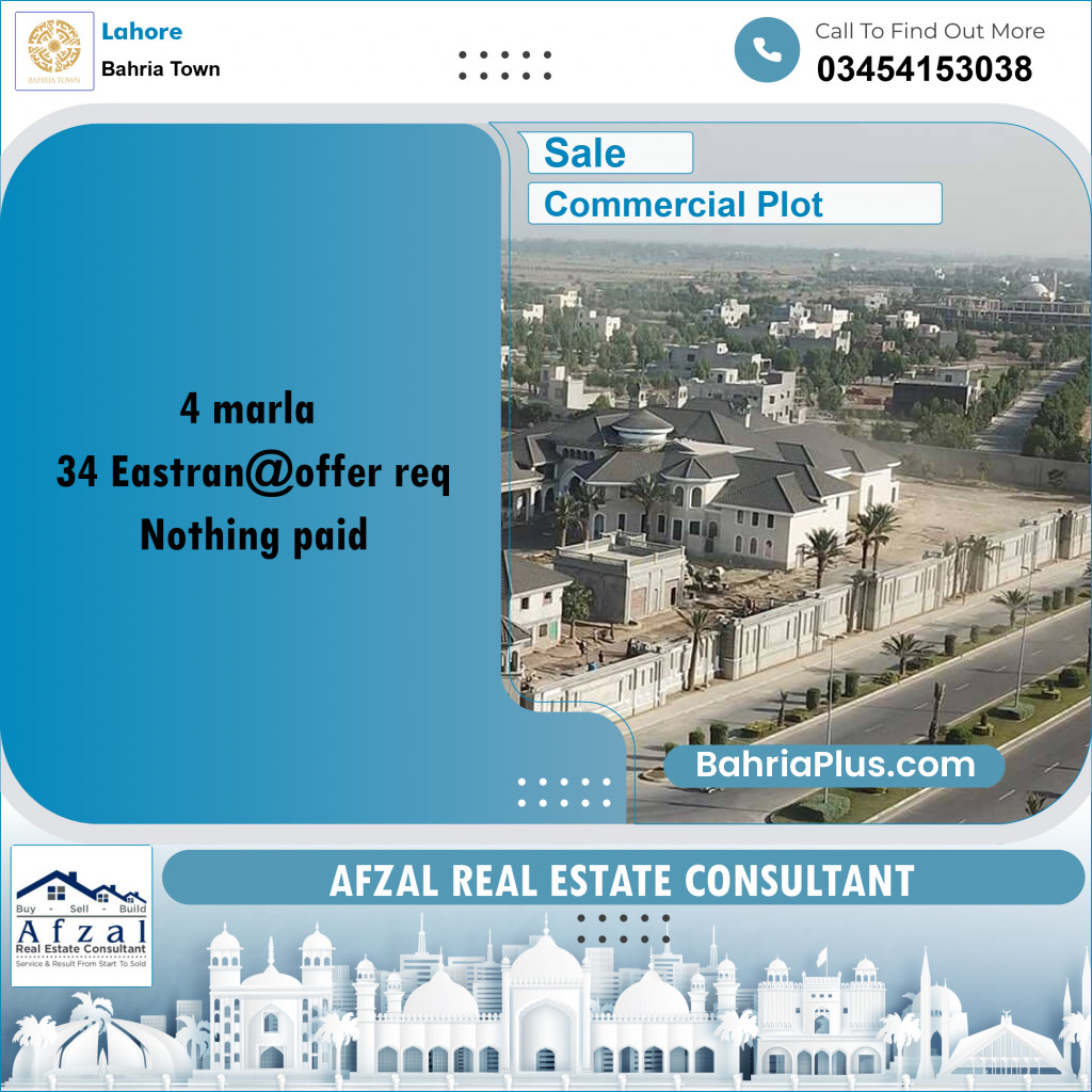 Commercial Plot for Sale in Bahria Town, Lahore - (BP-271122)