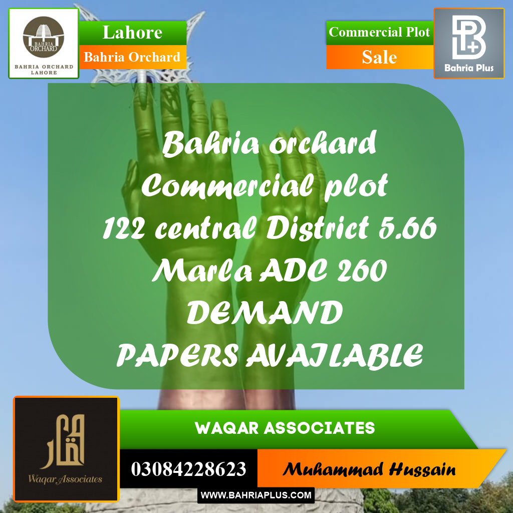 Commercial Plot for Sale in Bahria Orchard, Lahore - (BP-271160)