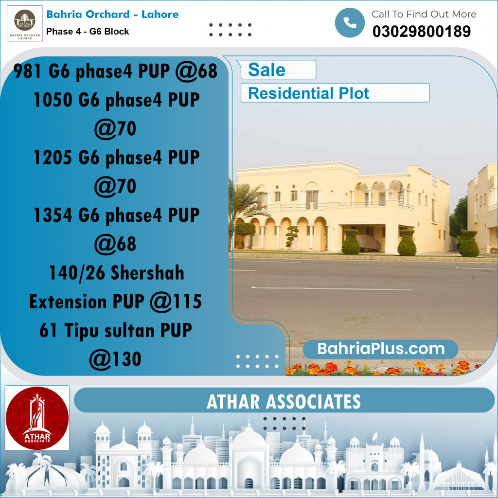 10 Marla Residential Plot for Sale in Phase 4 - G6 Block -  Bahria Orchard, Lahore - (BP-271176)