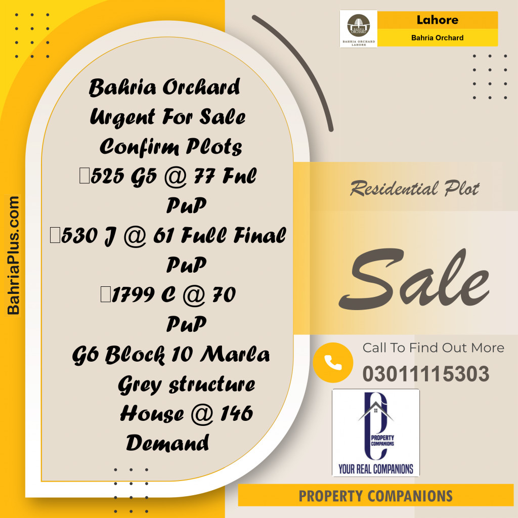 Residential Plot for Sale in Bahria Orchard, Lahore - (BP-271185)