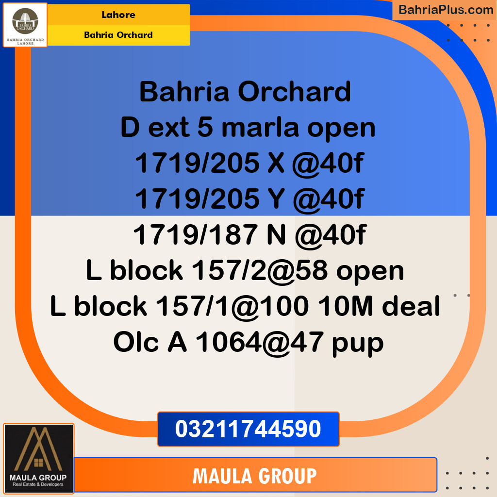 Residential Plot for Sale in Bahria Orchard, Lahore - (BP-271228)