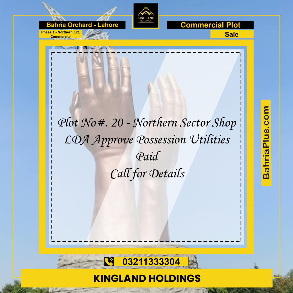 3 Marla Commercial Plot for Sale in Phase 1 - Northern Ext. Commercial -  Bahria Orchard, Lahore - (BP-271251)