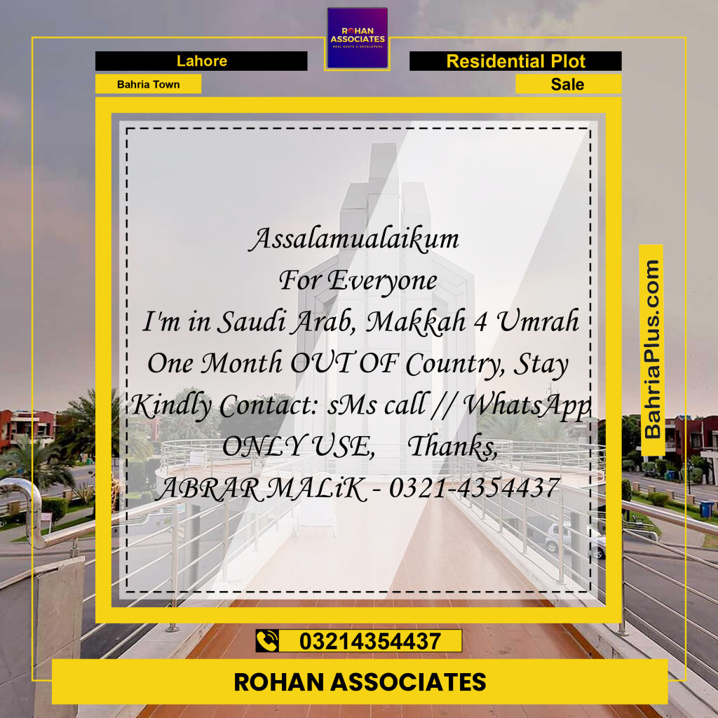 Residential Plot for Sale in Bahria Town, Lahore - (BP-271266)