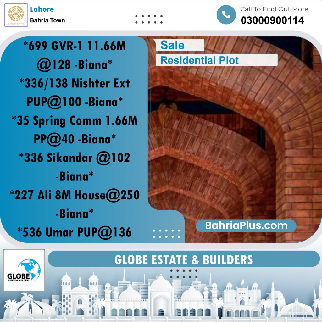Residential Plot for Sale in Bahria Town, Lahore - (BP-271292)