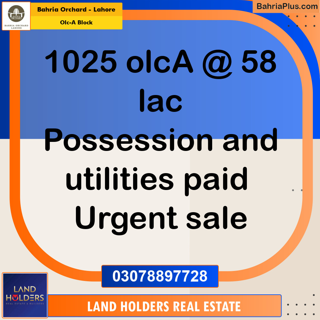 5 Marla Residential Plot for Sale in OLC-A Block -  Bahria Orchard, Lahore - (BP-271300)