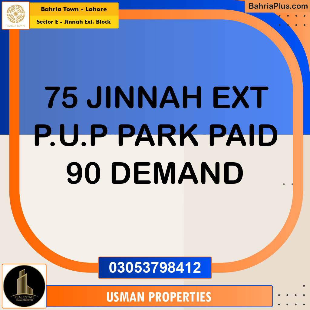 Residential Plot for Sale in Sector E - Jinnah Ext. Block -  Bahria Town, Lahore - (BP-271315)