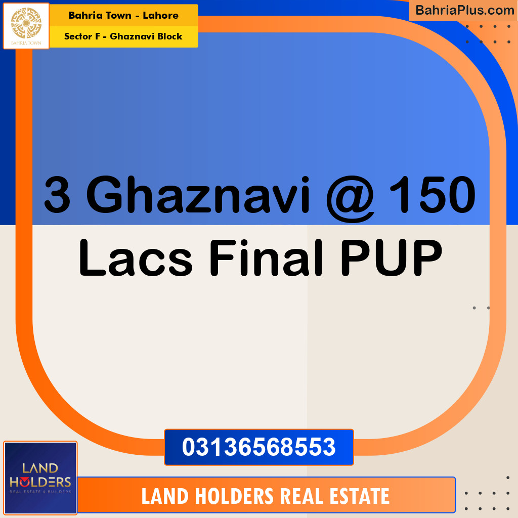 10 Marla Residential Plot for Sale in Sector F - Ghaznavi Block -  Bahria Town, Lahore - (BP-271324)