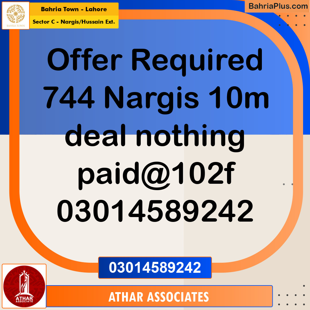 10 Marla Residential Plot for Sale in Sector C - Nargis/Hussain Ext. -  Bahria Town, Lahore - (BP-271331)