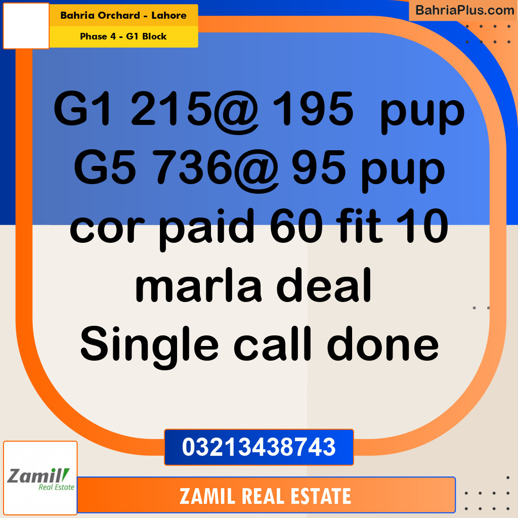 1 Kanal Residential Plot for Sale in Phase 4 - G1 Block -  Bahria Orchard, Lahore - (BP-271332)