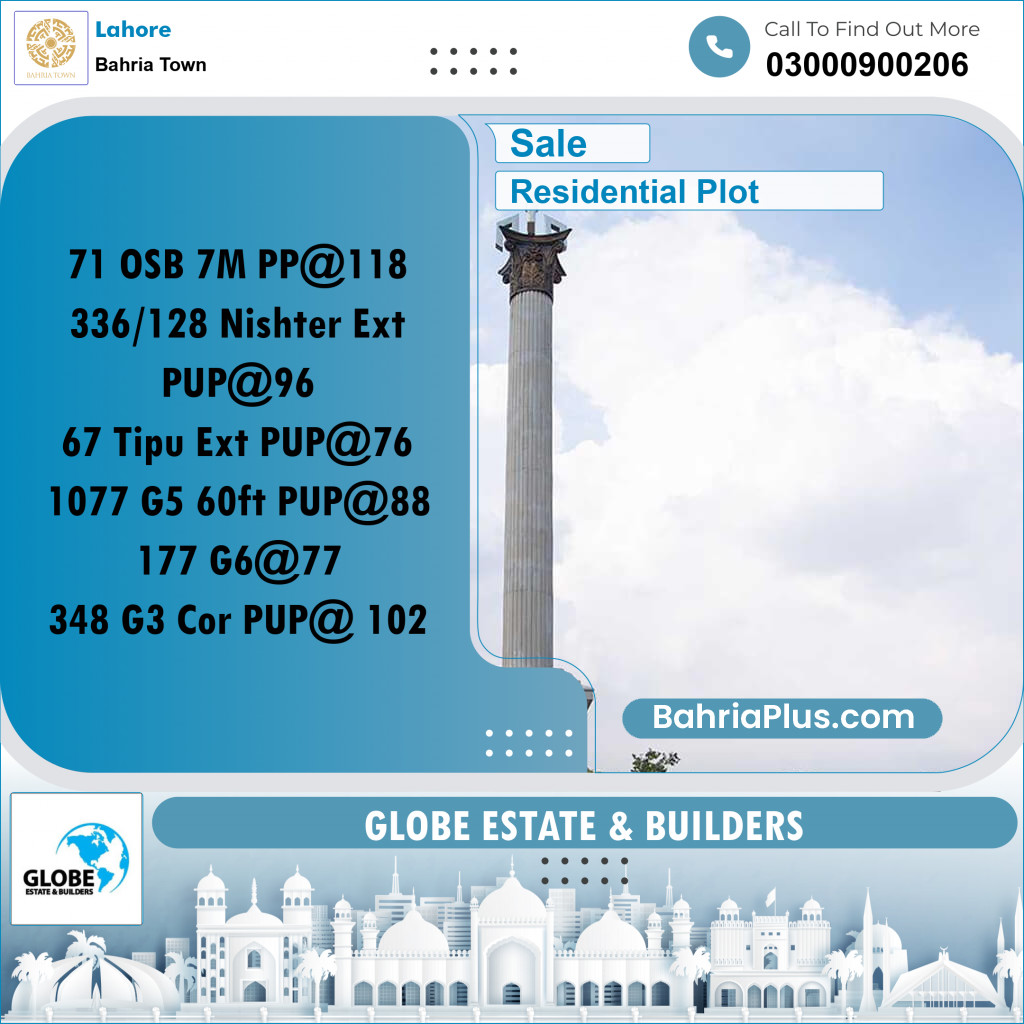 Residential Plot for Sale in Bahria Town, Lahore - (BP-271355)