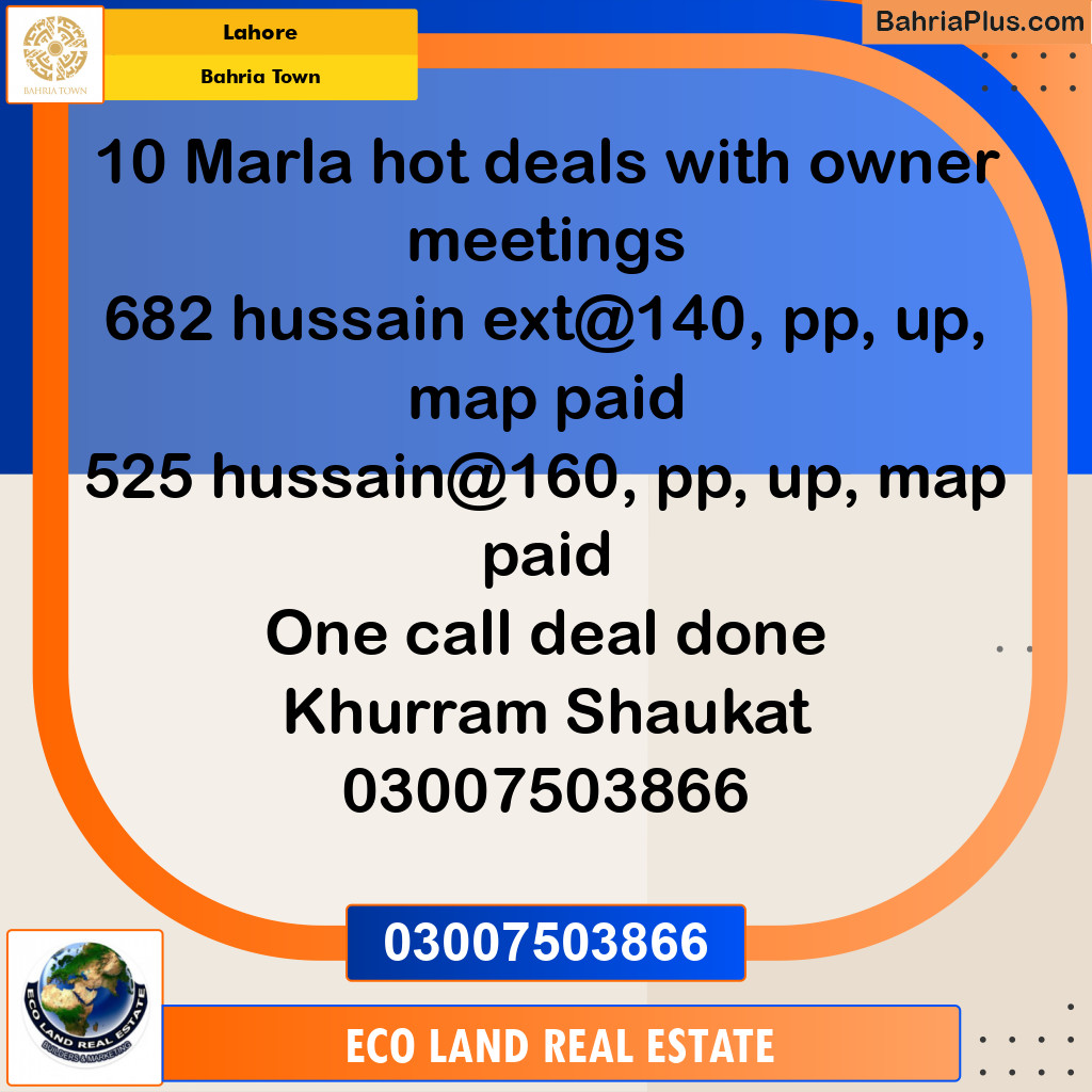 Residential Plot for Sale in Bahria Town, Lahore - (BP-271363)